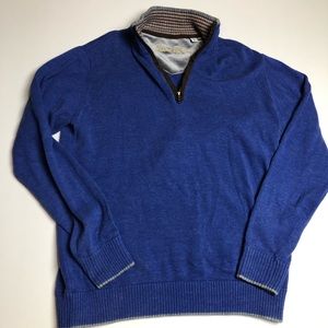Robert Graham Blue Cotton Quarter Zip Sweater Mens Medium